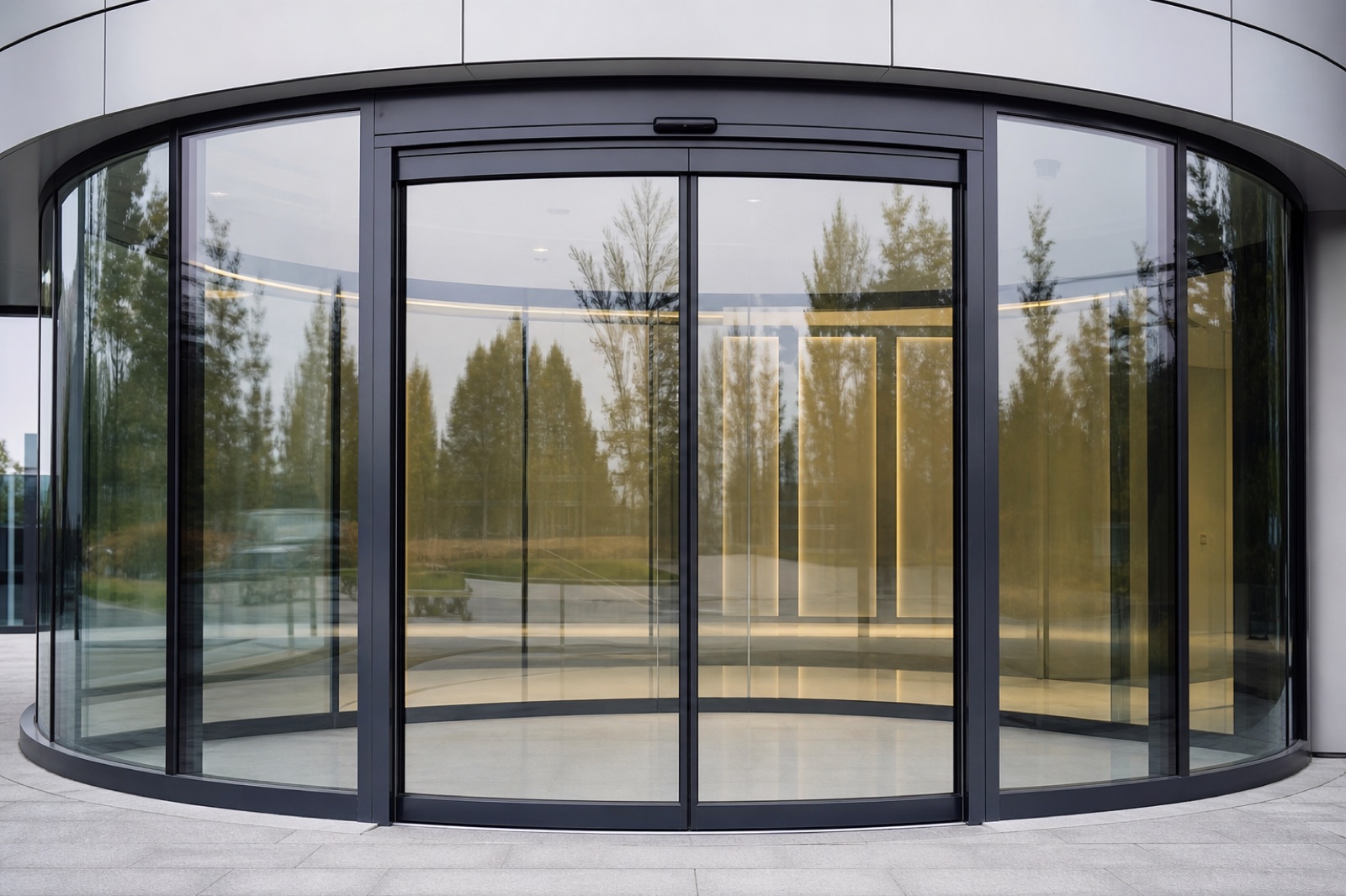 Arc door circular building entrance